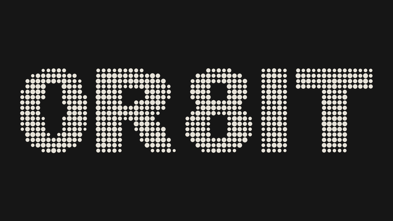 The word ORBIT rendered as a dot-matrix coverage grid in AlgoType