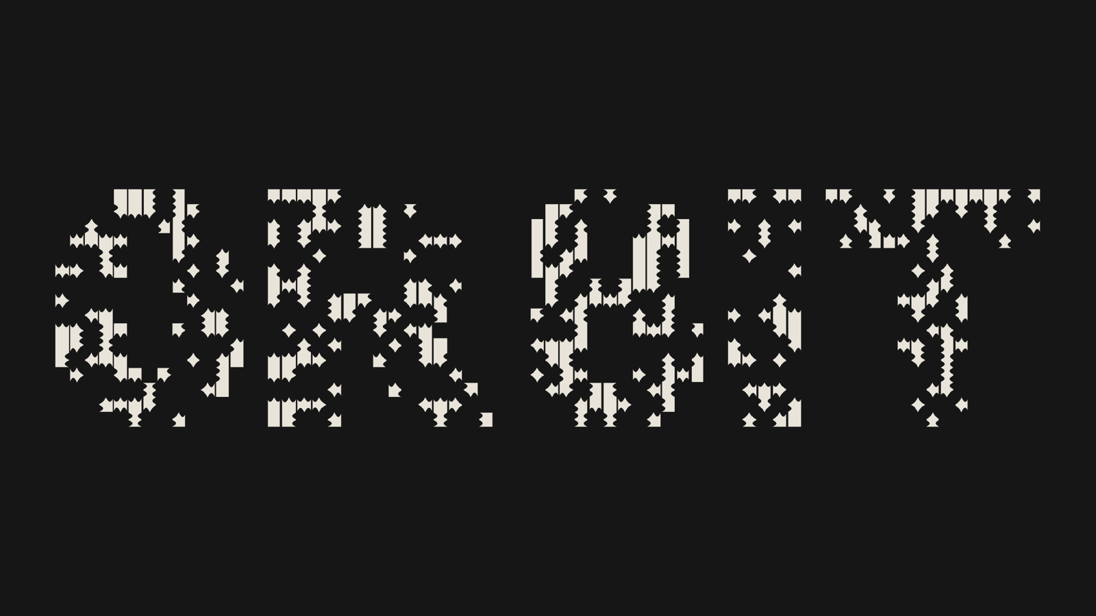 A morph between bar and scallop systems in CARVE mode, breaking the word ORBIT into fragments